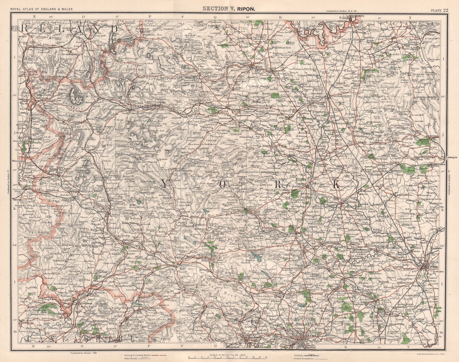 YORKSHIRE DALES & NIDDERDALE. Harrogate York Forest of Bowland Richmond 1898 map